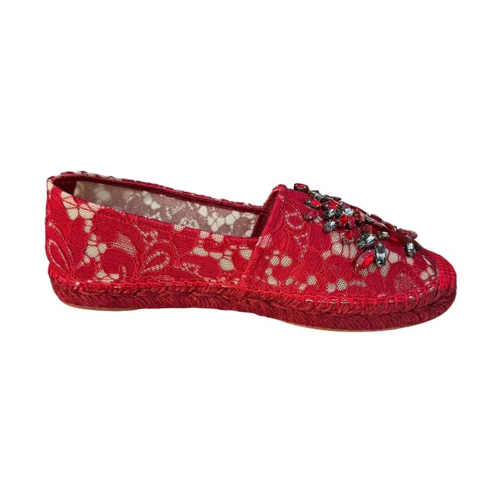 Dolce & Gabbana Swarovsky Red Flats  Espadrilles